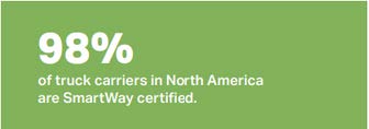 98% of truck carriers in North America are SmartWay certified